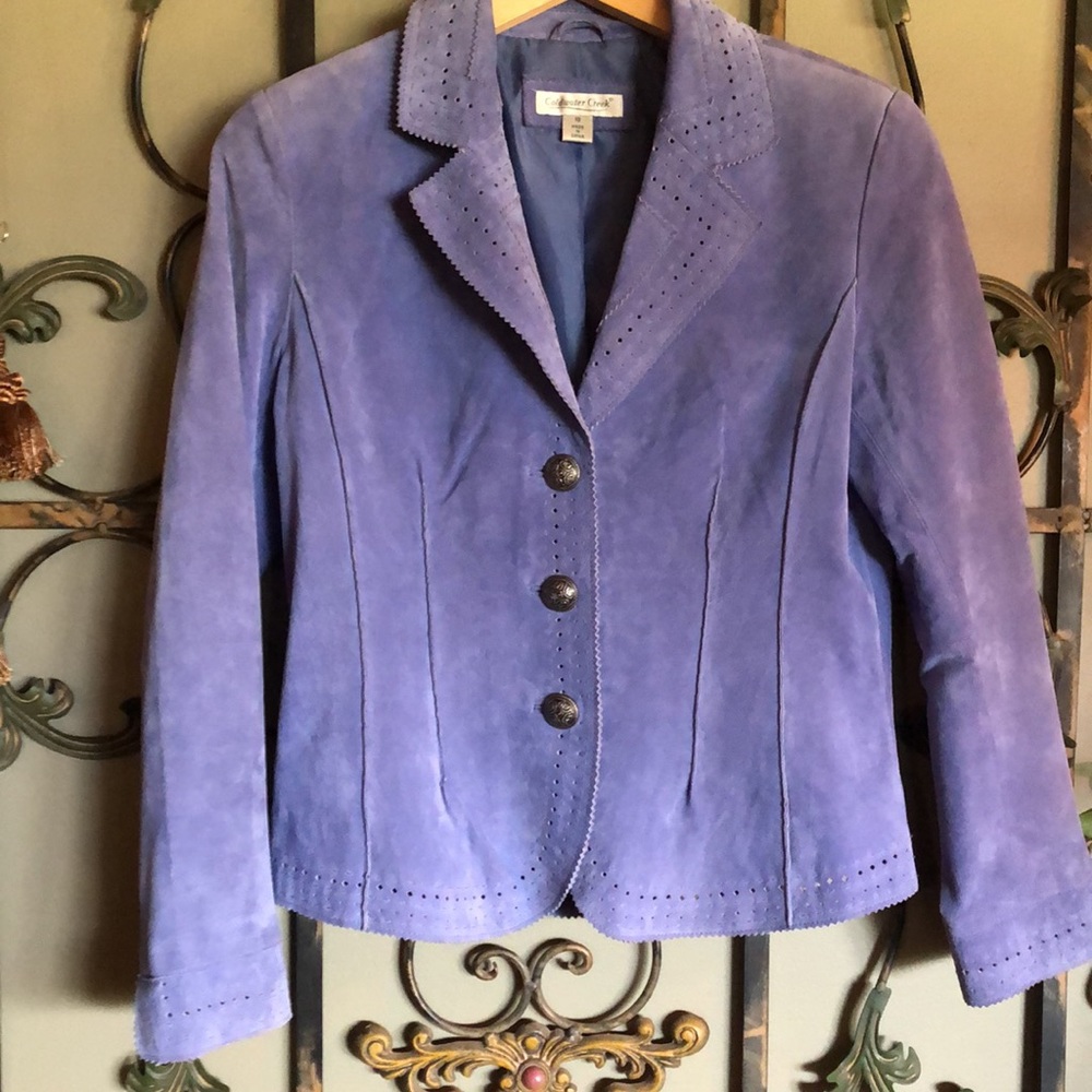 🎁 pretty Coldwater creek leather lined jacket. Sz 10. P to p 19”. L 23”